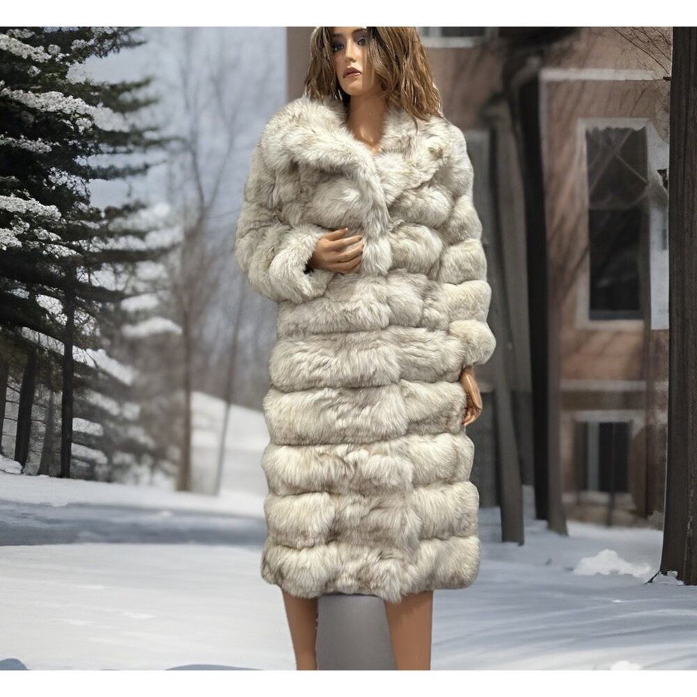 Traeger Furs fox fur coat New Size S White Shade Of Grey Adjustable Length